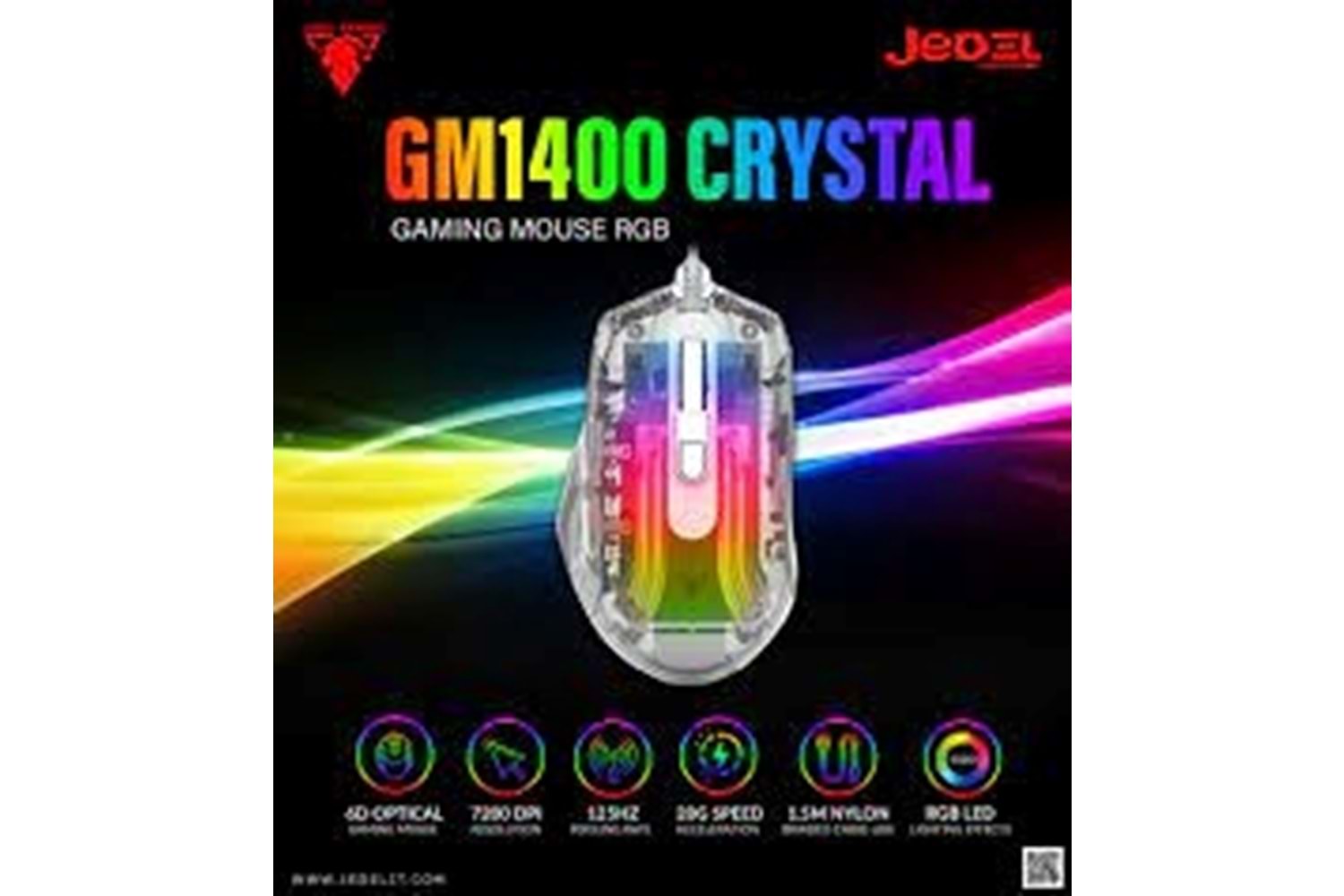 JEDEL GM1400 6D 7200 DPİ RGB ŞEFFAF 1.5M KABLOLU GAMİNG MOUSE