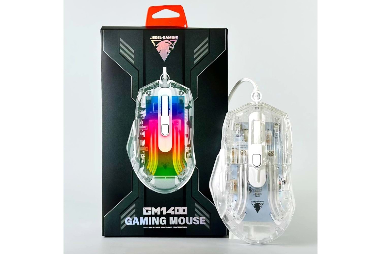 JEDEL GM1400 6D 7200 DPİ RGB ŞEFFAF 1.5M KABLOLU GAMİNG MOUSE