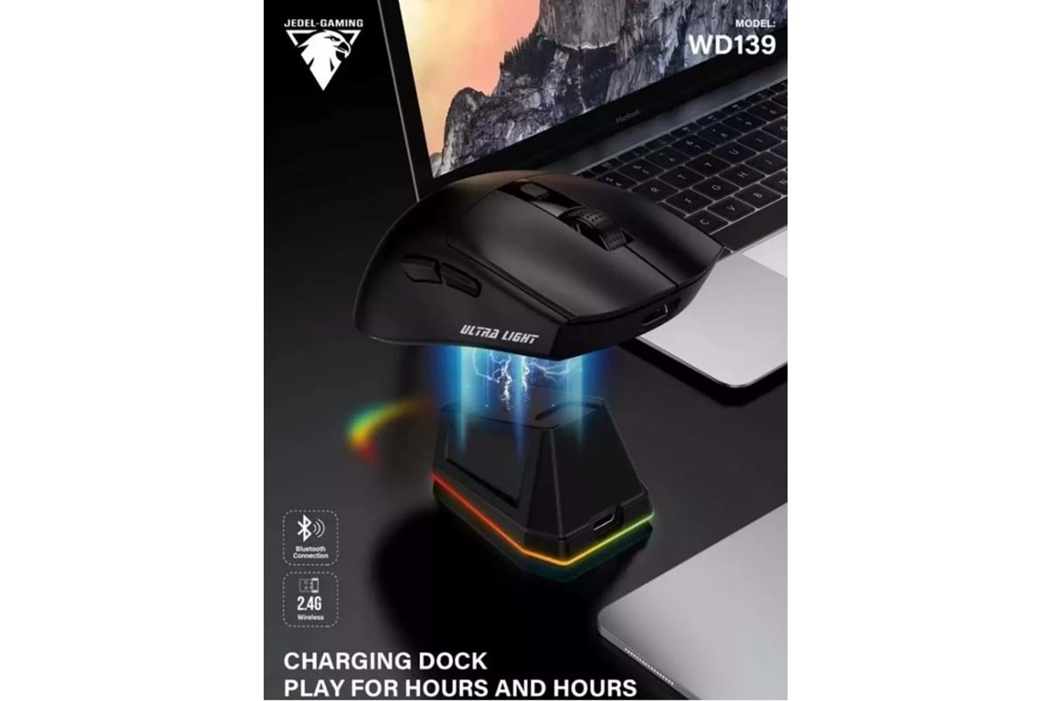 JEDEL WD139 1600 DPİ 6D KABLOSUZ+BT 2.4GHZ MOUSE RGB GAMİNG MAGNETİC CHARGİNG DOCK