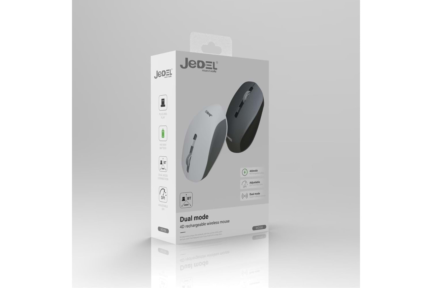 JEDEL WD156 1600 DPİ 4D BT 5.1 2.4GHZ + USB 1XAA BATTERY KABLOSUZ MOUSE(ON/OFF BUTTON)BEYAZ