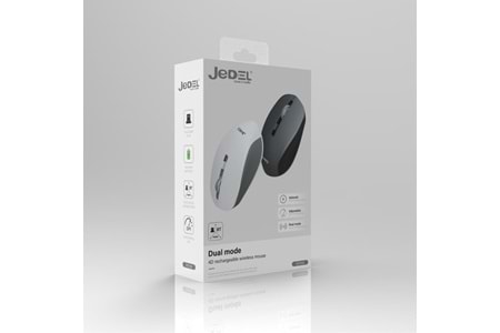 JEDEL WD156 1600 DPİ 4D BT 5.1 2.4GHZ + USB 1XAA BATTERY KABLOSUZ MOUSE(ON/OFF BUTTON)BEYAZ