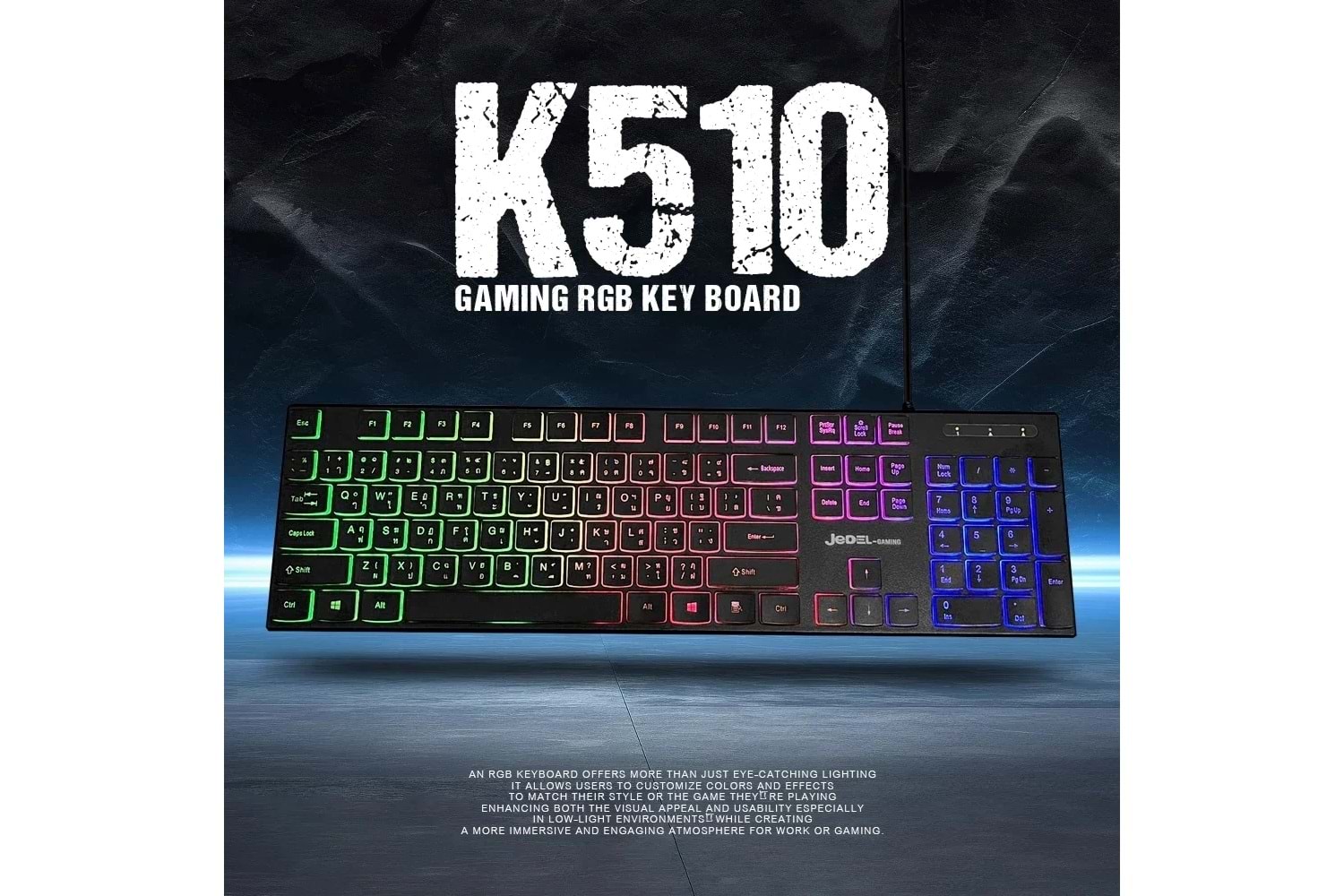 JEDEL K510 USB KABLOLU RGB IŞIKLI KLAVYE