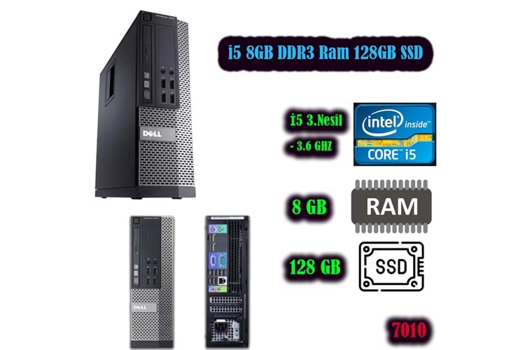 DELL OPTIPLEX 7010 / İ5 3470 / 8 GB DDR3 RAM/128GB SSD/KURUMSAL MİNİ KASA( 2.EL ) NAKİT
