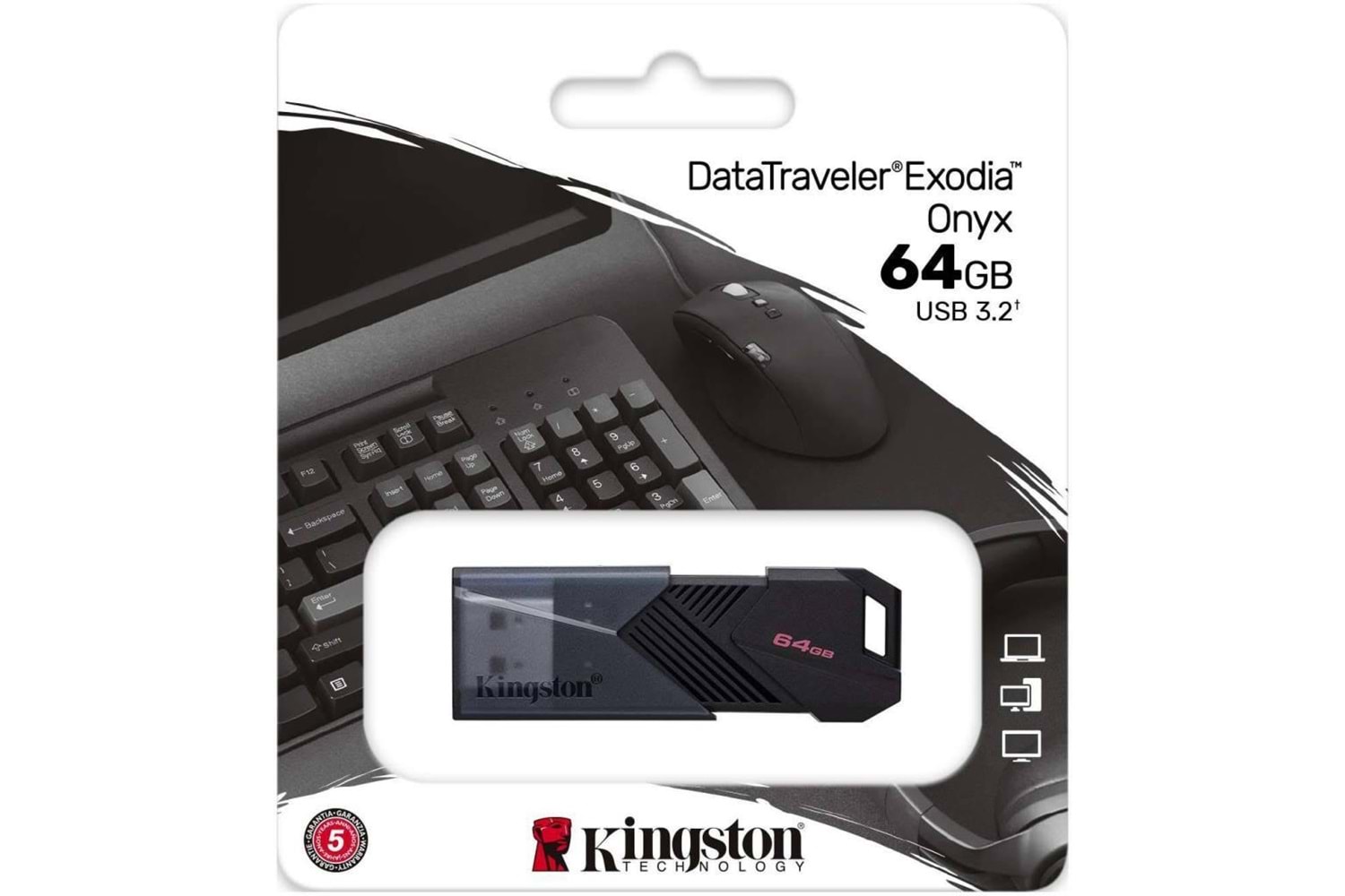 Kingston 64 GB Usb3.2 Gen 1 Datatraveler Exodıa Onyx DTXON/64GB USB Bellek