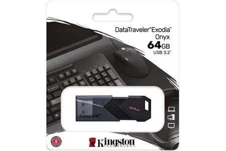 Kingston 64 GB Usb3.2 Gen 1 Datatraveler Exodıa Onyx DTXON/64GB USB Bellek