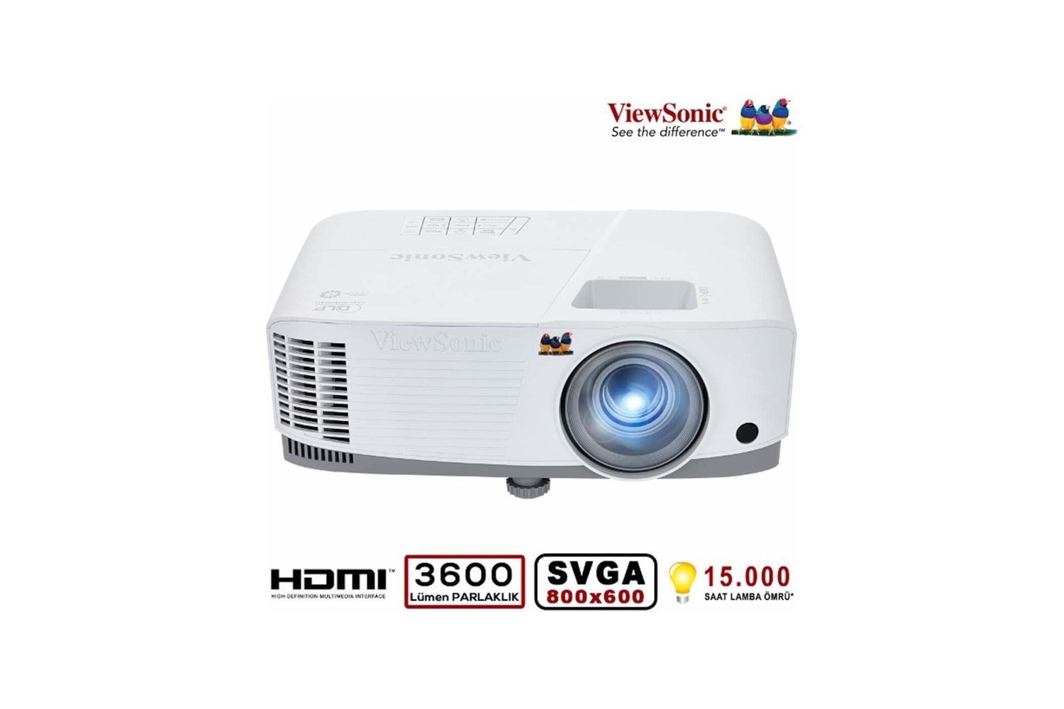 VIEWSONIC PA700W DLP WXGA(1280x800)4500AL 2xHDMI 1xVGA GIRIS/CIKIS 1x SES/GIRIS/CIKIS 1x USB TIP A 12.500:1 3W HOPARLOR SUPERCOLOR™PROJEKSIYON