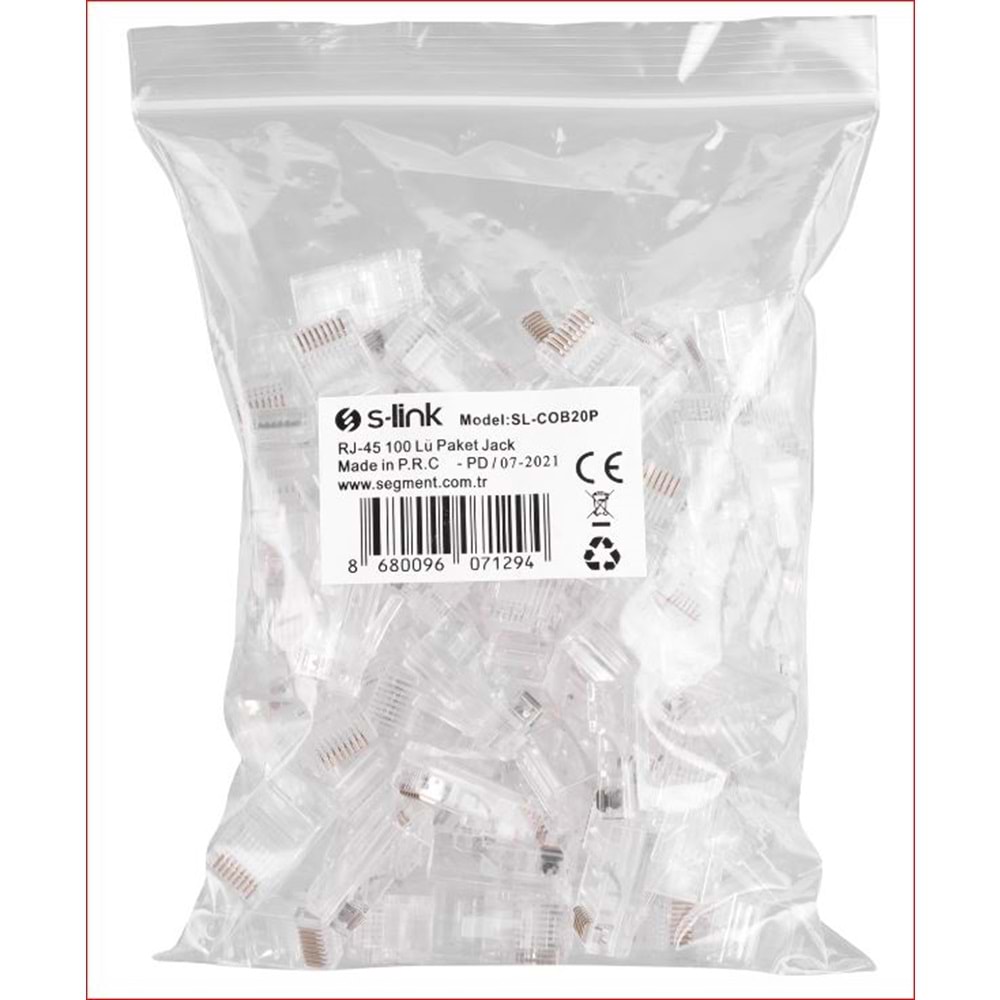 SLİNK SL-COB20P YENİ NESİL DELİKLİ 100LÜ RJ45 JACK PAKET