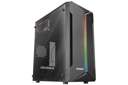 Everest SABER RGB Led Şeritli Peak 250W Akrilik Yan Panel M-ATX Mini-T Gaming Oyuncu Kasası