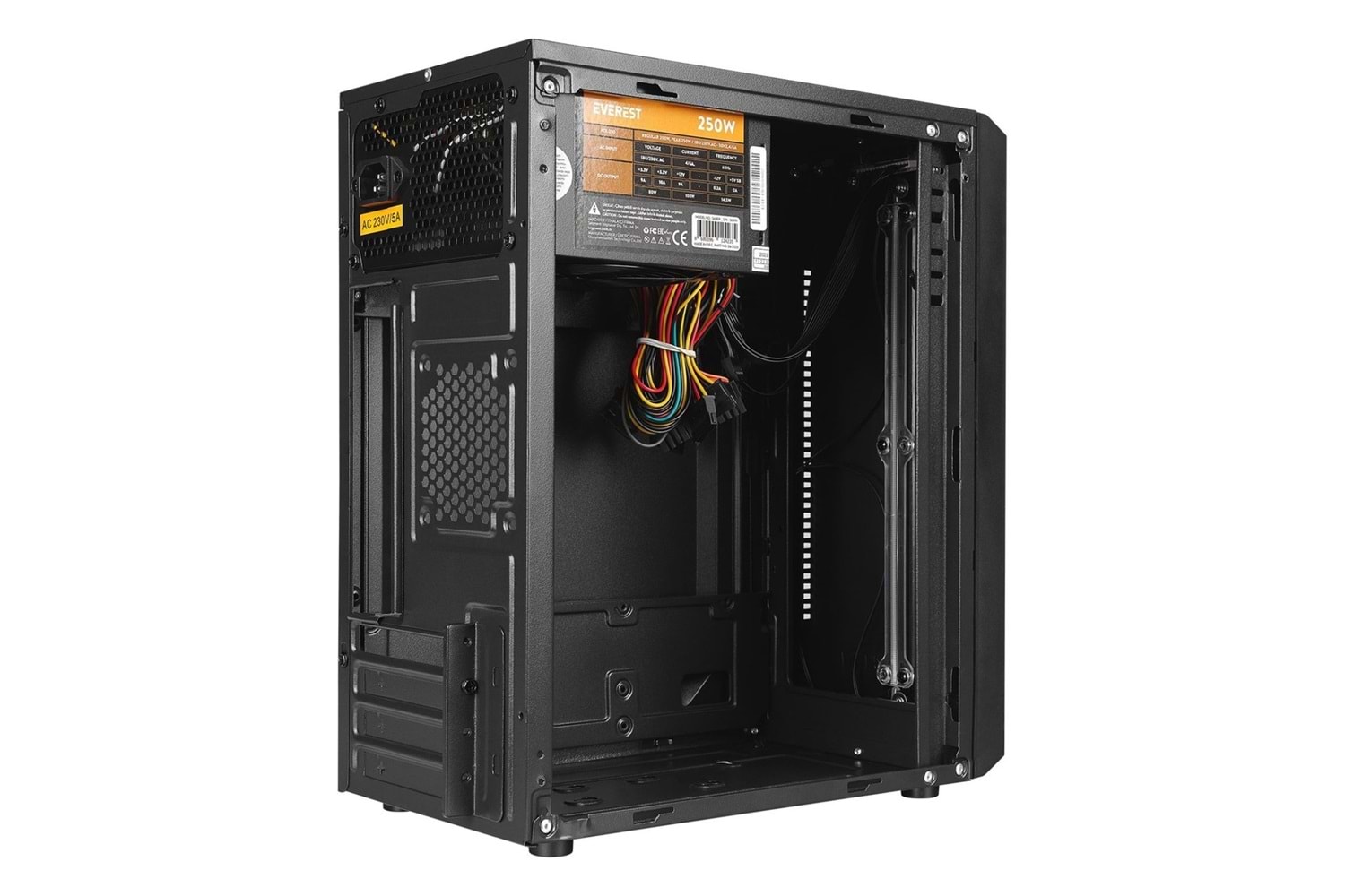 Everest SABER RGB Led Şeritli Peak 250W Akrilik Yan Panel M-ATX Mini-T Gaming Oyuncu Kasası