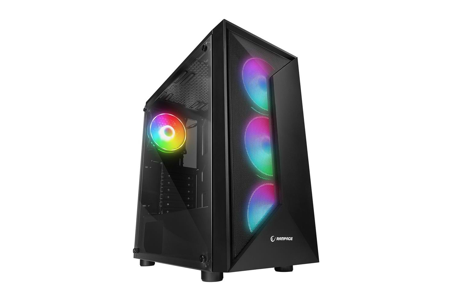 RAMPAGE TRI-ANGLE RGB 4X120MM FANLI MİDATX GAMİNG POWERSIZ OYUNCU KASASI
