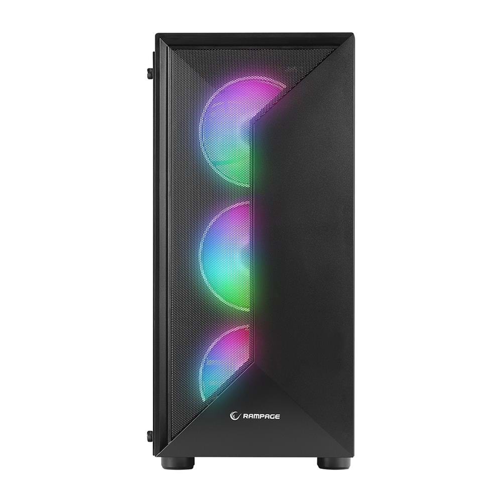 RAMPAGE TRI-ANGLE RGB 4X120MM FANLI MİDATX GAMİNG POWERSIZ OYUNCU KASASI