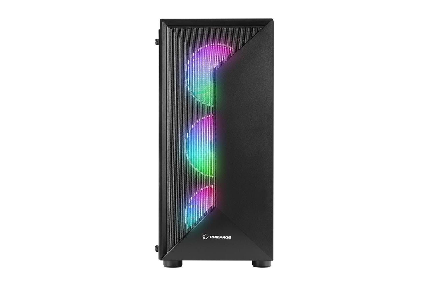 RAMPAGE TRI-ANGLE RGB 4X120MM FANLI MİDATX GAMİNG POWERSIZ OYUNCU KASASI