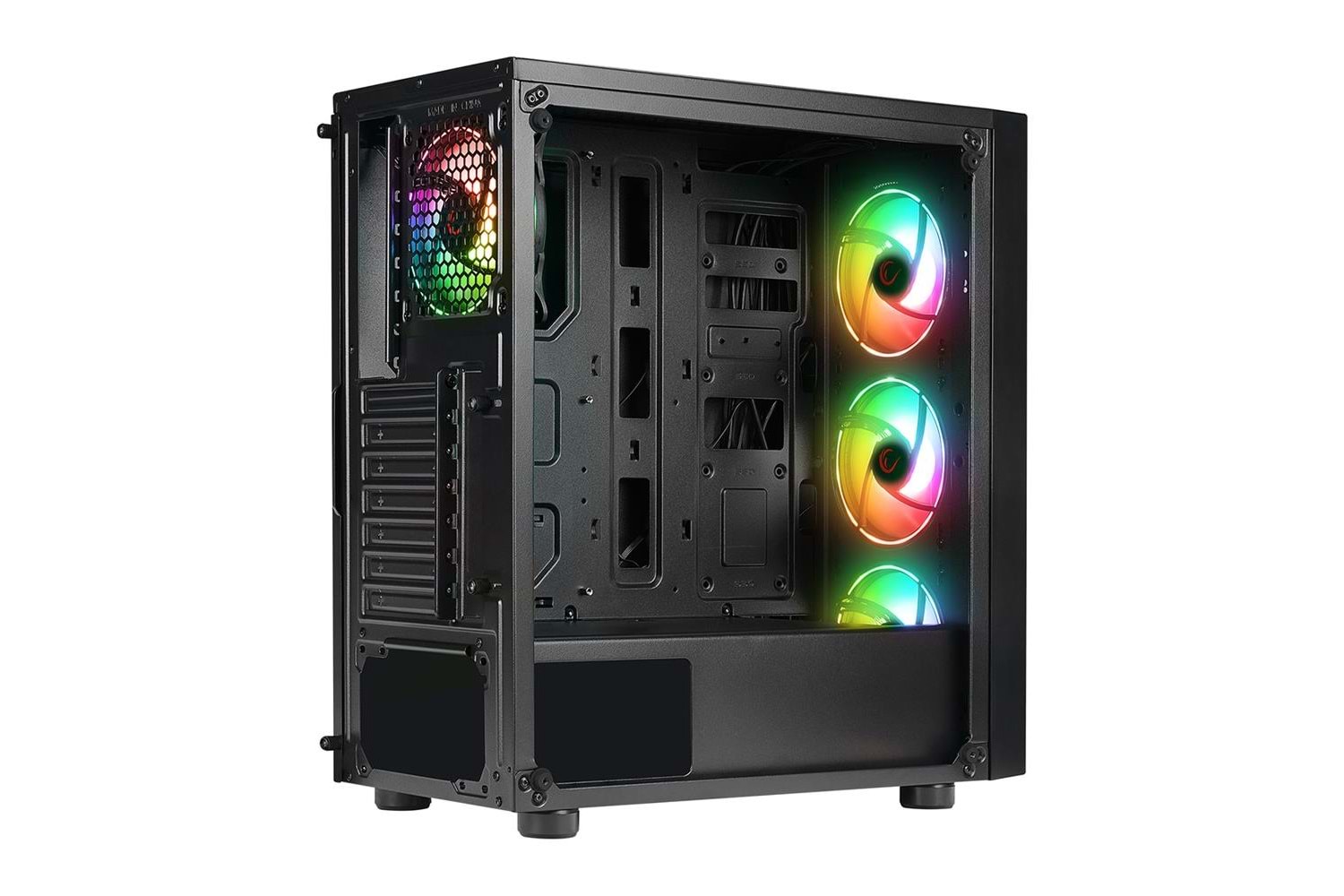 RAMPAGE TRI-ANGLE RGB 4X120MM FANLI MİDATX GAMİNG POWERSIZ OYUNCU KASASI