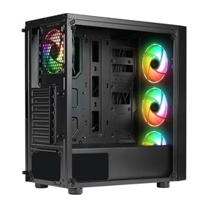 RAMPAGE TRI-ANGLE RGB 4X120MM FANLI MİDATX GAMİNG POWERSIZ OYUNCU KASASI