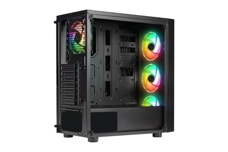 RAMPAGE TRI-ANGLE RGB 4X120MM FANLI MİDATX GAMİNG POWERSIZ OYUNCU KASASI