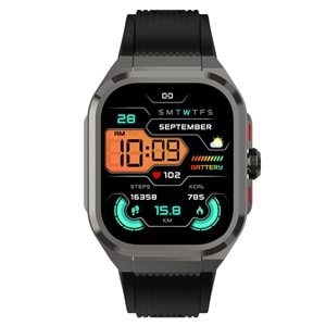 S-link Glowy W30 DaFit Uyumlu+ Bluetooth 1.96 Amodel Ekran 500mAh Batarya Siyah Akıllı Saat/ Smart Watch