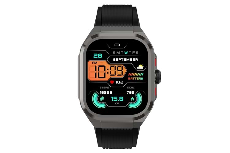 S-link Glowy W30 DaFit Uyumlu+ Bluetooth 1.96 Amodel Ekran 500mAh Batarya Siyah Akıllı Saat/ Smart Watch