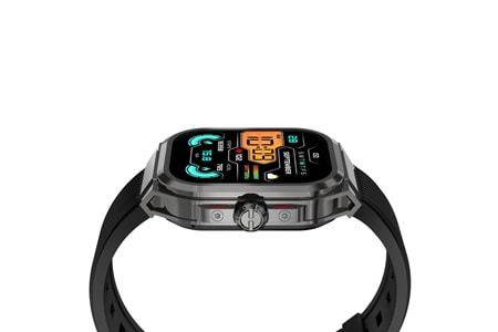 S-link Glowy W30 DaFit Uyumlu+ Bluetooth 1.96 Amodel Ekran 500mAh Batarya Siyah Akıllı Saat/ Smart Watch