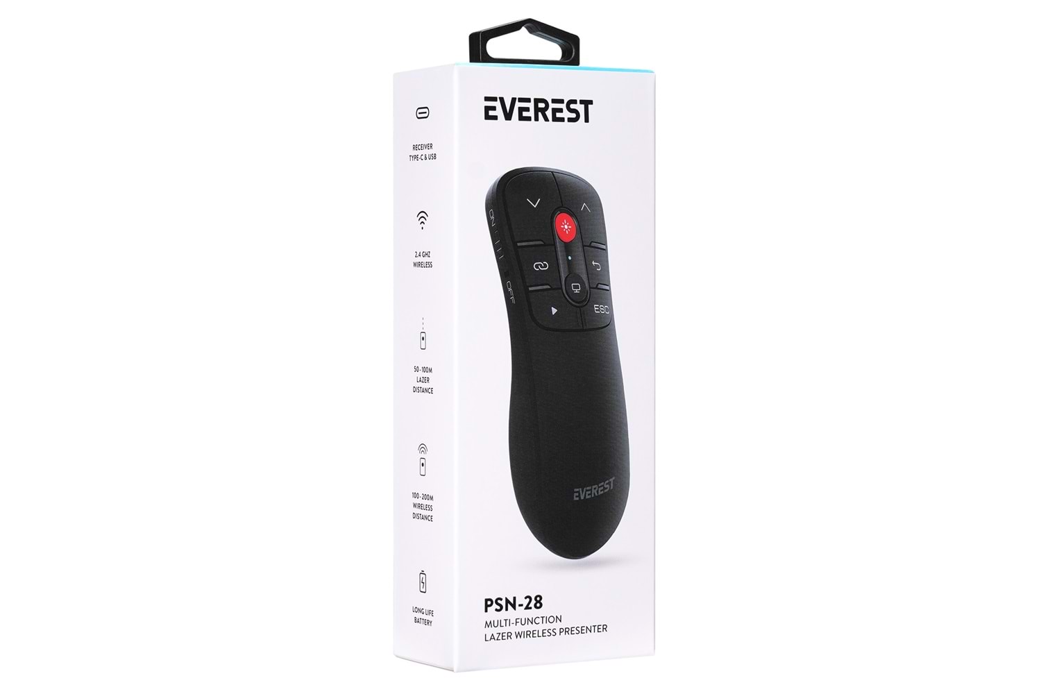 Everest PSN-28 2.4Ghz Kablosuz lazer Type-C usb Profesyonel Sunum Cihazı