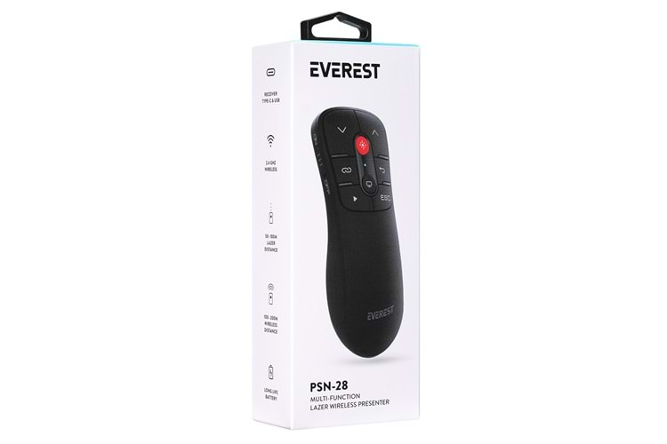 Everest PSN-28 2.4Ghz Kablosuz lazer Type-C usb Profesyonel Sunum Cihazı