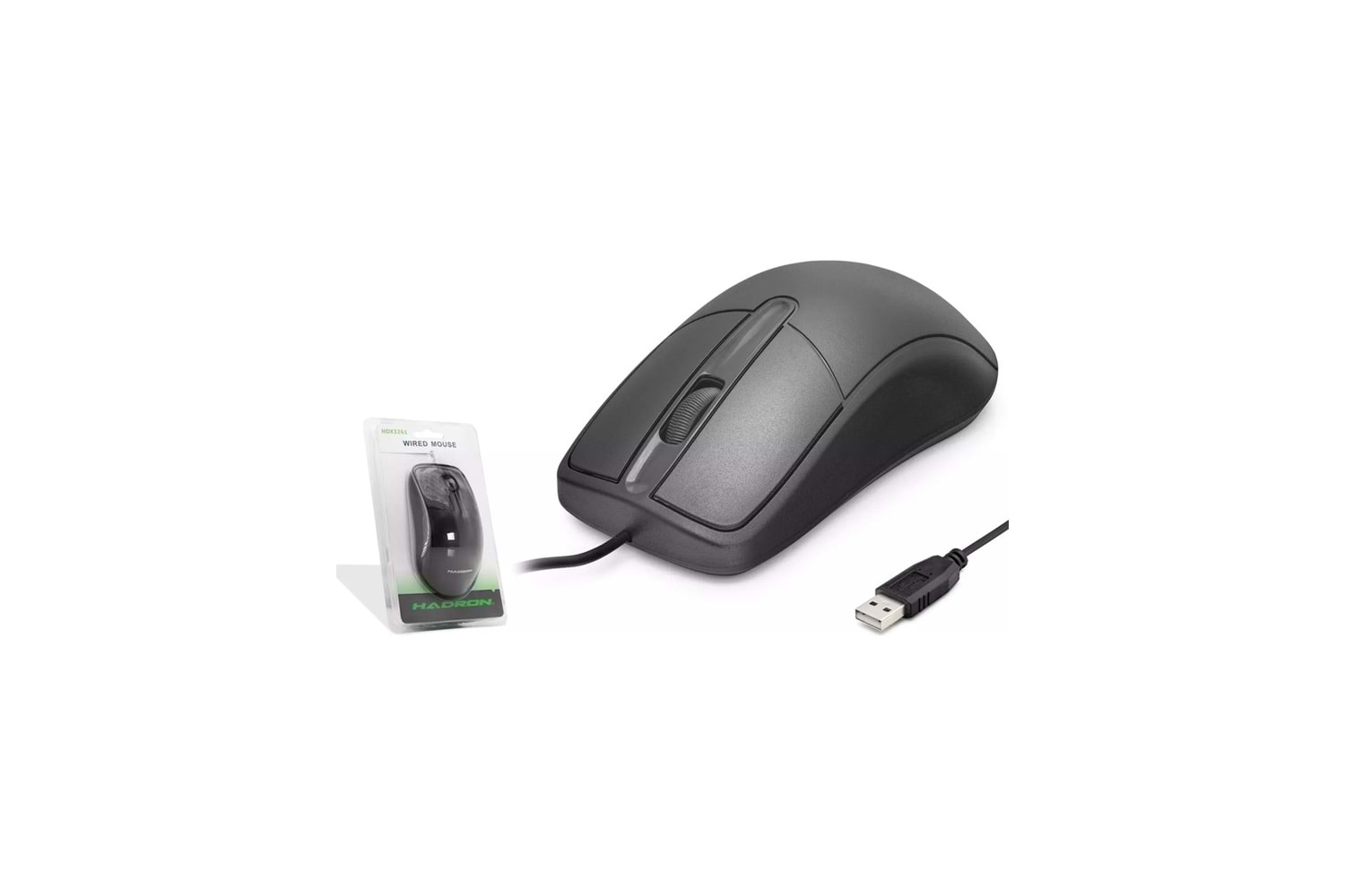 HADRON 1400 DPİ 3 TUŞ USB KABLOLU MOUSE - SİYAH HDX3261