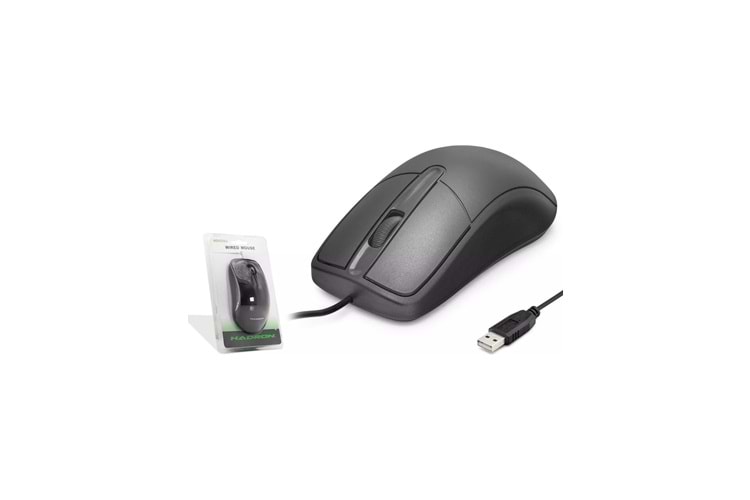 HADRON 1400 DPİ 3 TUŞ USB KABLOLU MOUSE - SİYAH HDX3261