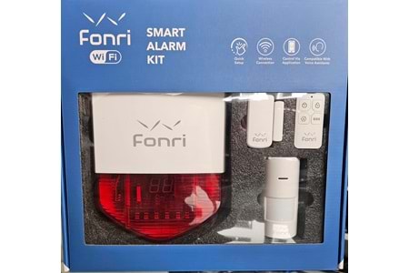 FONRI 1G KABLOSUZ ALARM SETİ ( Dış siren ve Ana Panel Birarada, Hareket sensörü, Kapı pencere sensörü ve Uzaktan kumanda )