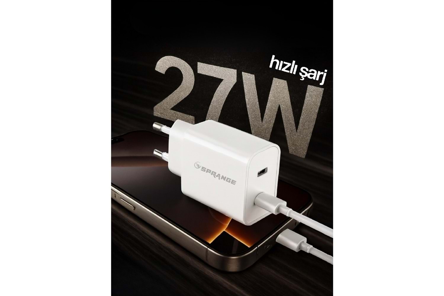 SPRANGE PLT-27 27W USB-L / USB-C PD Şarj Başlık Lightning – USB-C Data & Şarj Kablo