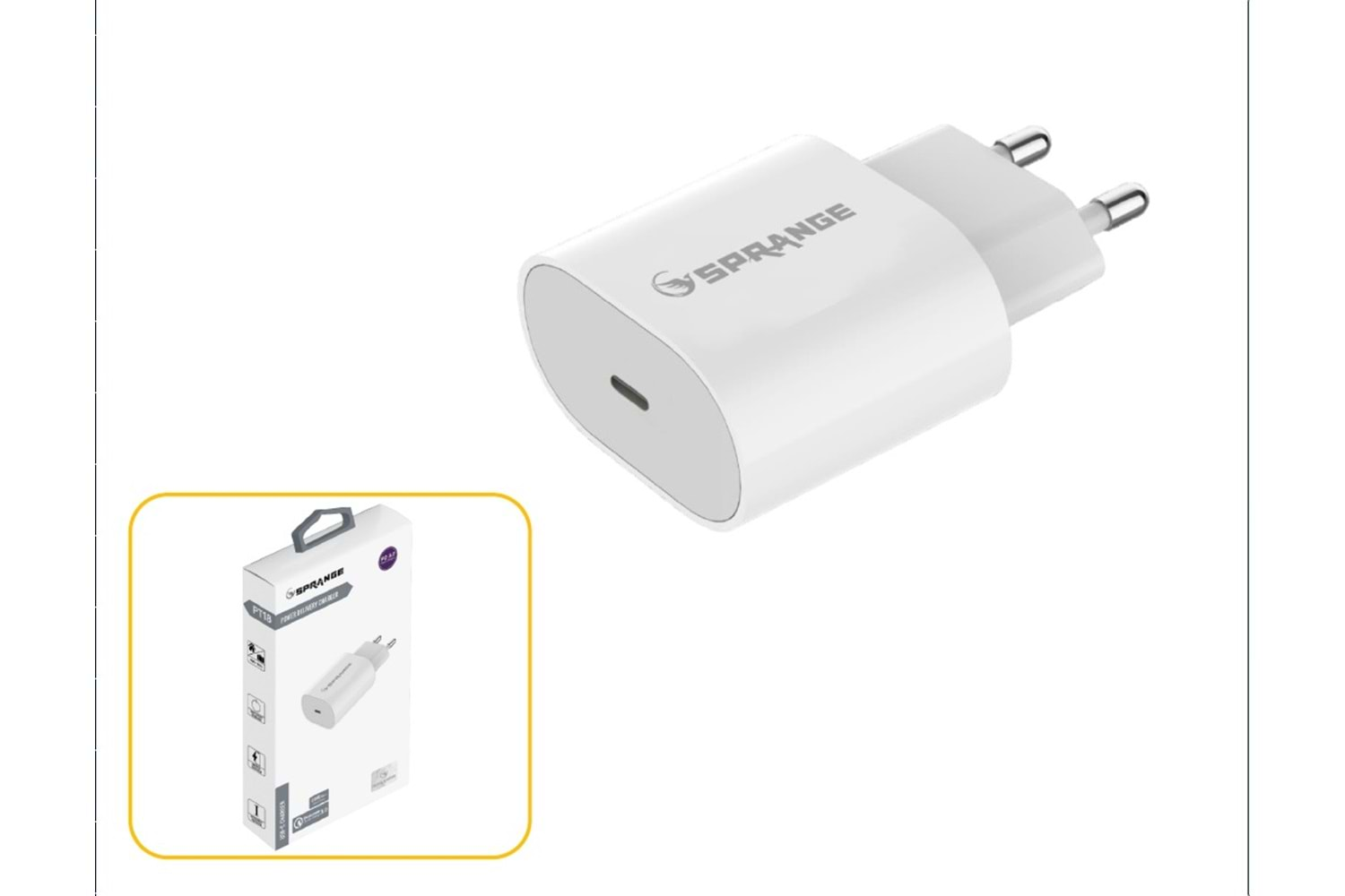 SPRANGE PT18 18W -23W Max. USB-C PD Şarj Başlık CHARGER