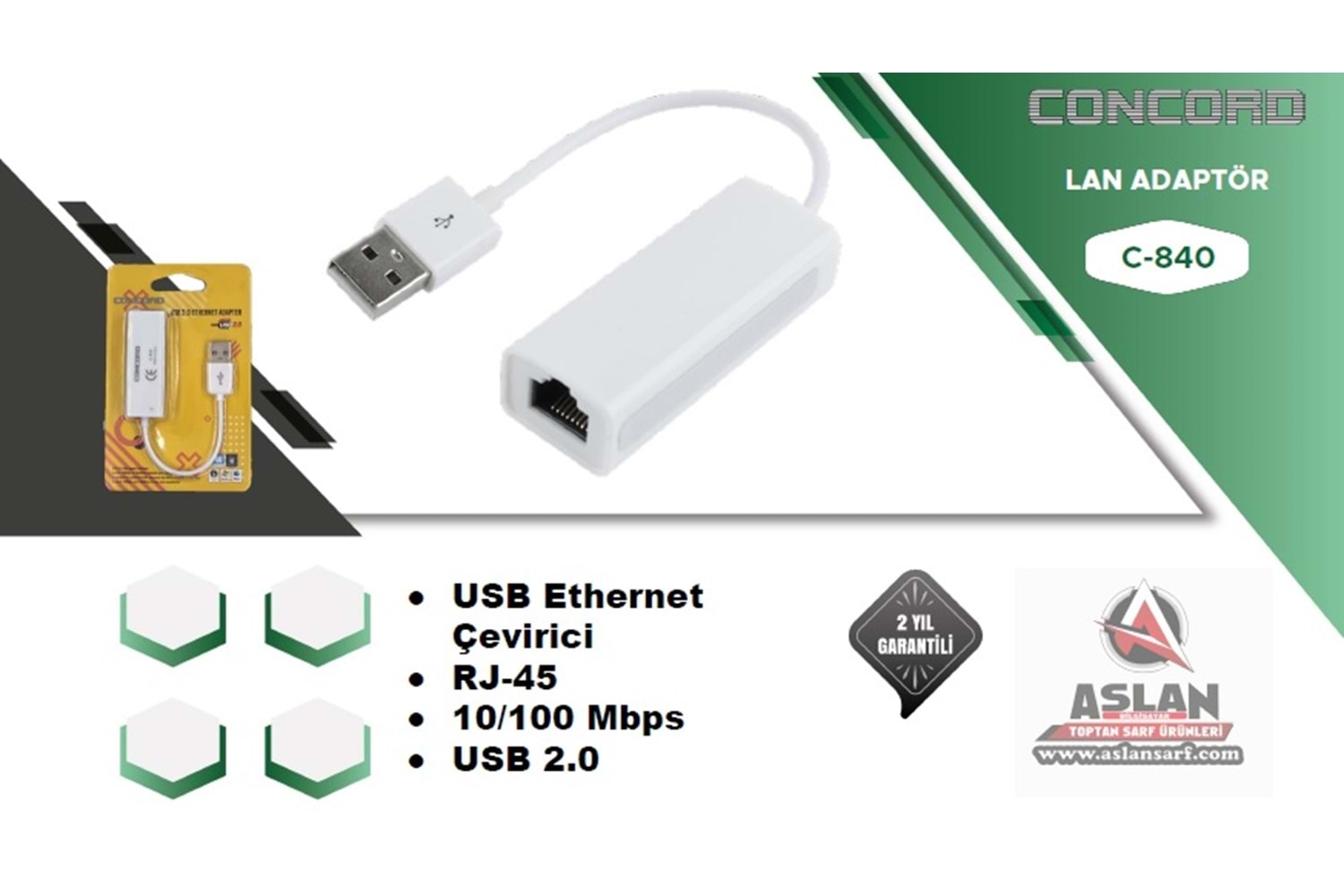 USB TO ETHERNET ÇEVİRİCİ APARAT C840