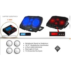DÖRT FANLI STANDLI LAPTOP SOĞUTUCU BLUE C-884