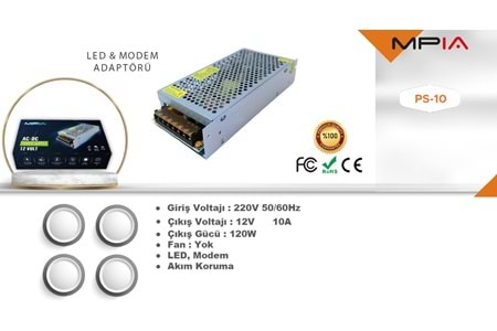 12V 10A ADAPTÖR LED KAMERA ADAPTÖR PS-10 MPİA