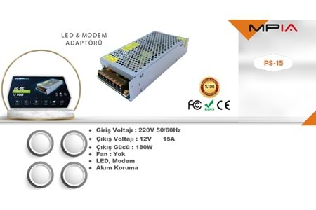 12V 15A ADAPTÖR LED KAMERA ADAPTÖR PS-15 MPİA