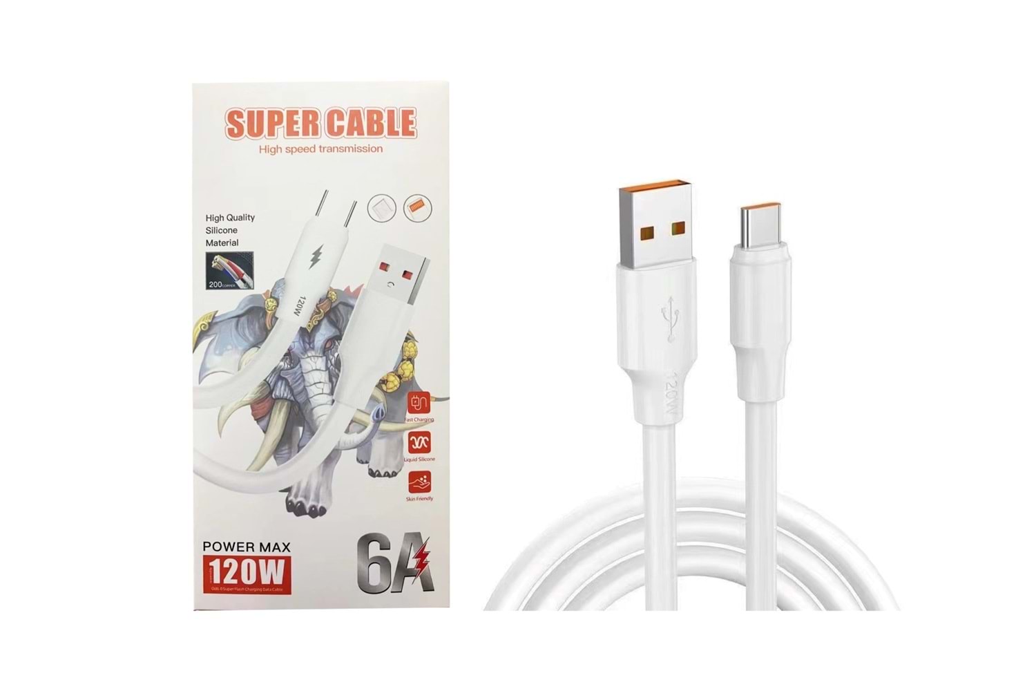 Platoon PL-8848 120W 6A 2M Süper Hızlı Data Şarj Kablosu Type-c