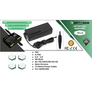 19V-4.74A 5.5*3.0 90w SAMDUNG SPRANGE SR-L8 NOTEBOOK Adaptör