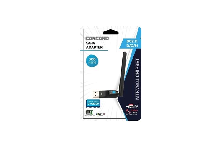 W7 ANTENLI UYDU ALICILI WI-FI ADAPTOR 300 MBPS USB 2.0