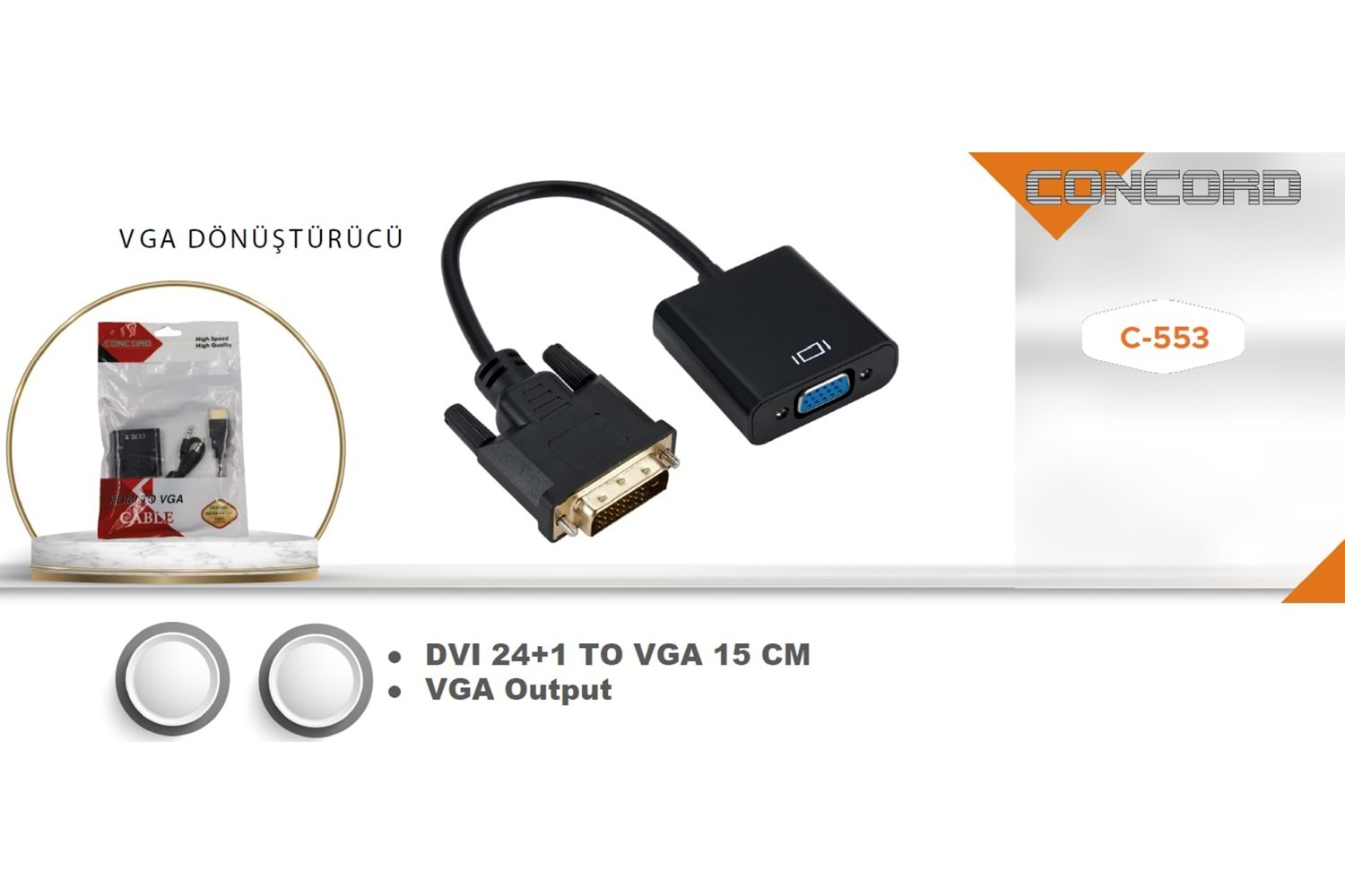 DVI TO VGA ÇEVİRİCİ 24+1 C553