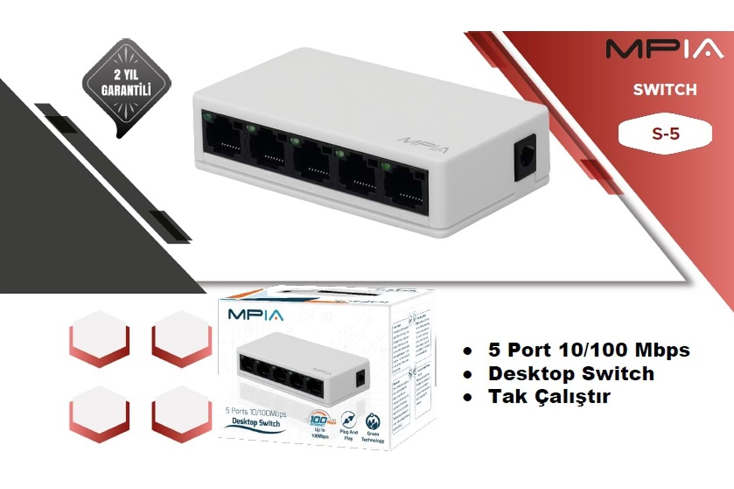 5 Port 10/100 Mbps SWITCH MPIA S5 S-5