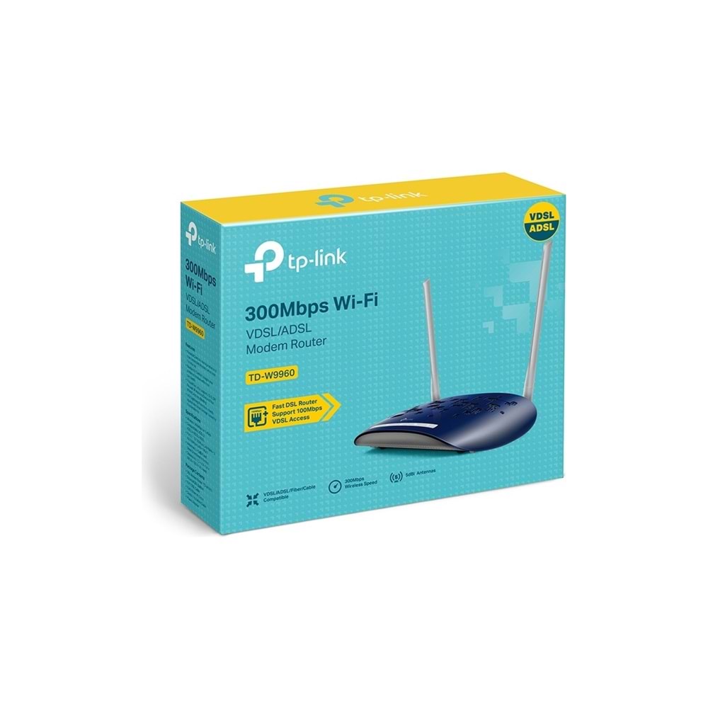 TP-LINK TD-W9960 WIFI 4 VDSL/ADSL 2 ANTEN 300 MBPS 4PORTLU DUAL BAND MODEM ROUTER