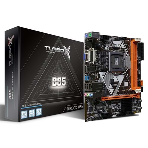 TURBOX B85(H81) M2 SATA DDR3 1600MHZ USB 3.0 VGA HDMI SES G.LAN 1150P 4.GEN ANAKART