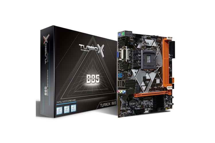 TURBOX B85(H81) SATA M2 DDR3 1600MHZ USB 3.0 VGA HDMI SES G.LAN 1150P 4.GEN ANAKART