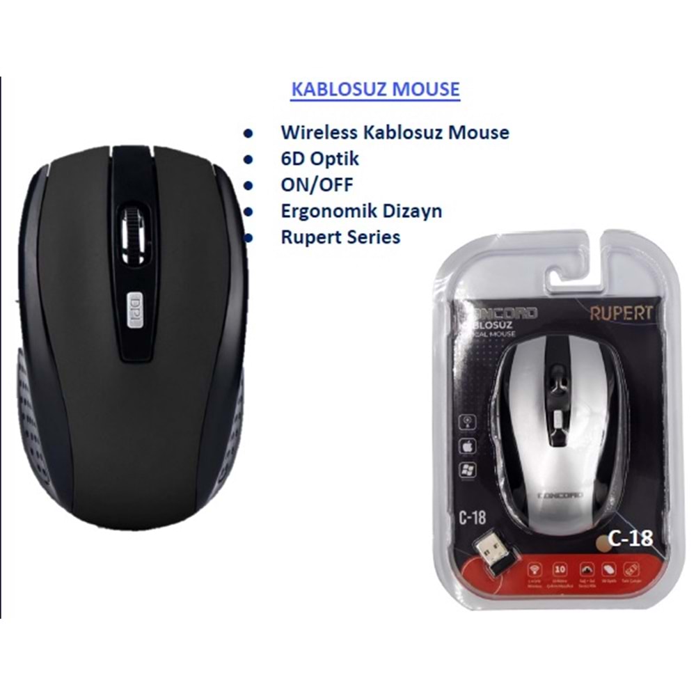 KABLOSUZ MOUSE C-18 2.4 GHZ