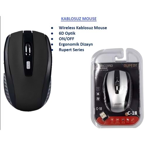 KABLOSUZ MOUSE C-18 2.4 GHZ