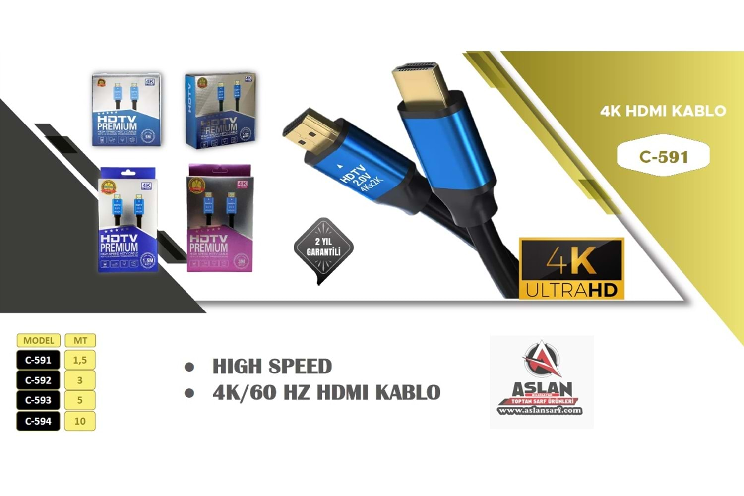 1.5M HDMI 4K KABLO C591