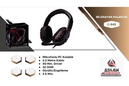 CONCORD GAMİNG AUX+MİC KULAKLIK PC C-945