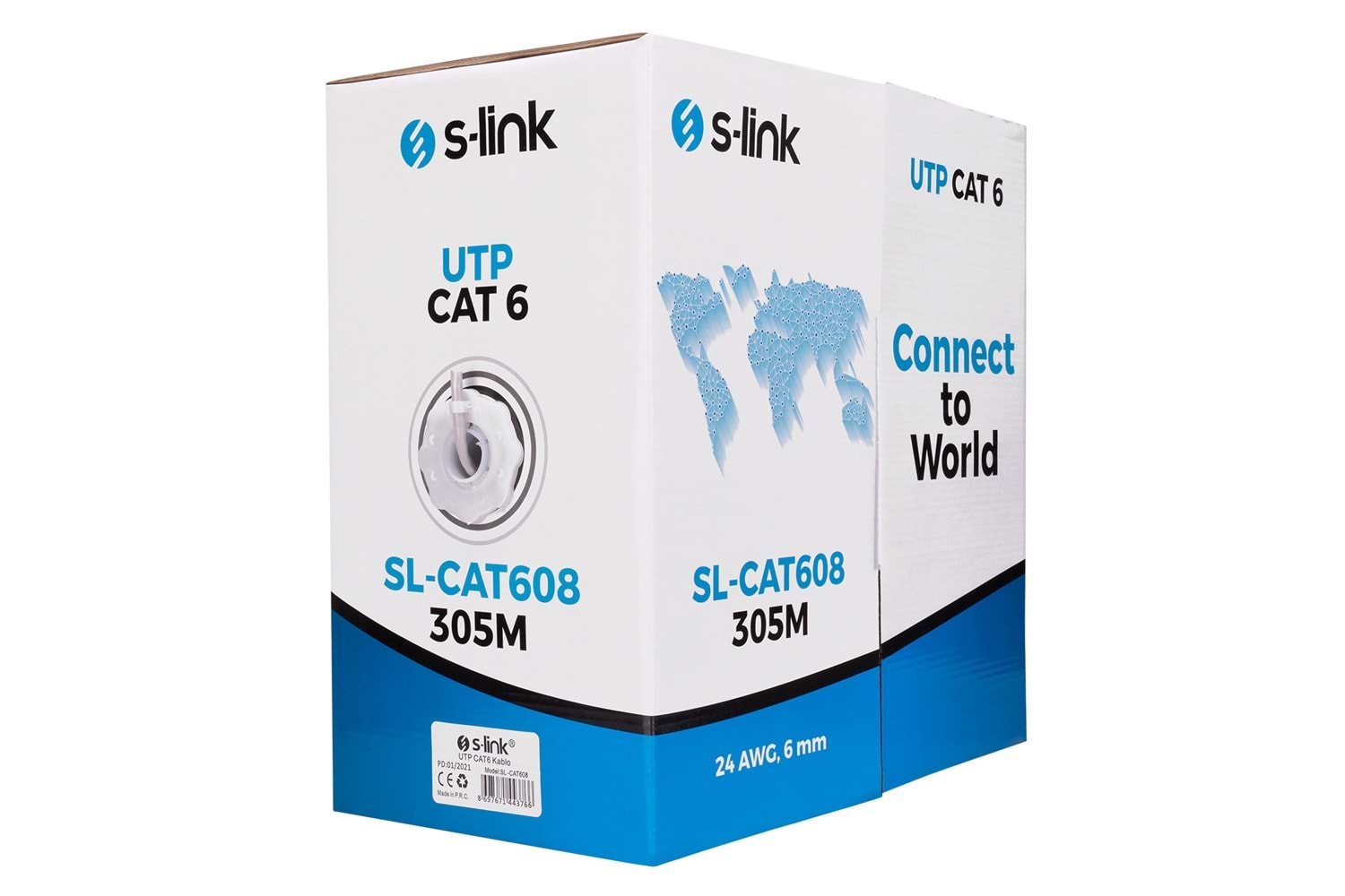 S-LINK SL-CAT608 UTP 305M 24AWG 6MM CAT6 GRI NETWORK KABLOSU