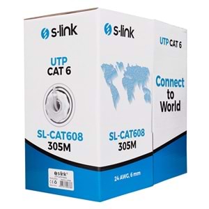 S-LINK SL-CAT608 UTP 305M 24AWG 6MM CAT6 GRI NETWORK KABLOSU