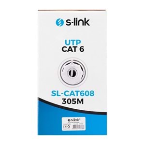 S-LINK SL-CAT608 UTP 305M 24AWG 6MM CAT6 GRI NETWORK KABLOSU
