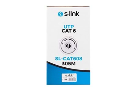 S-LINK SL-CAT608 UTP 305M 24AWG 6MM CAT6 GRI NETWORK KABLOSU