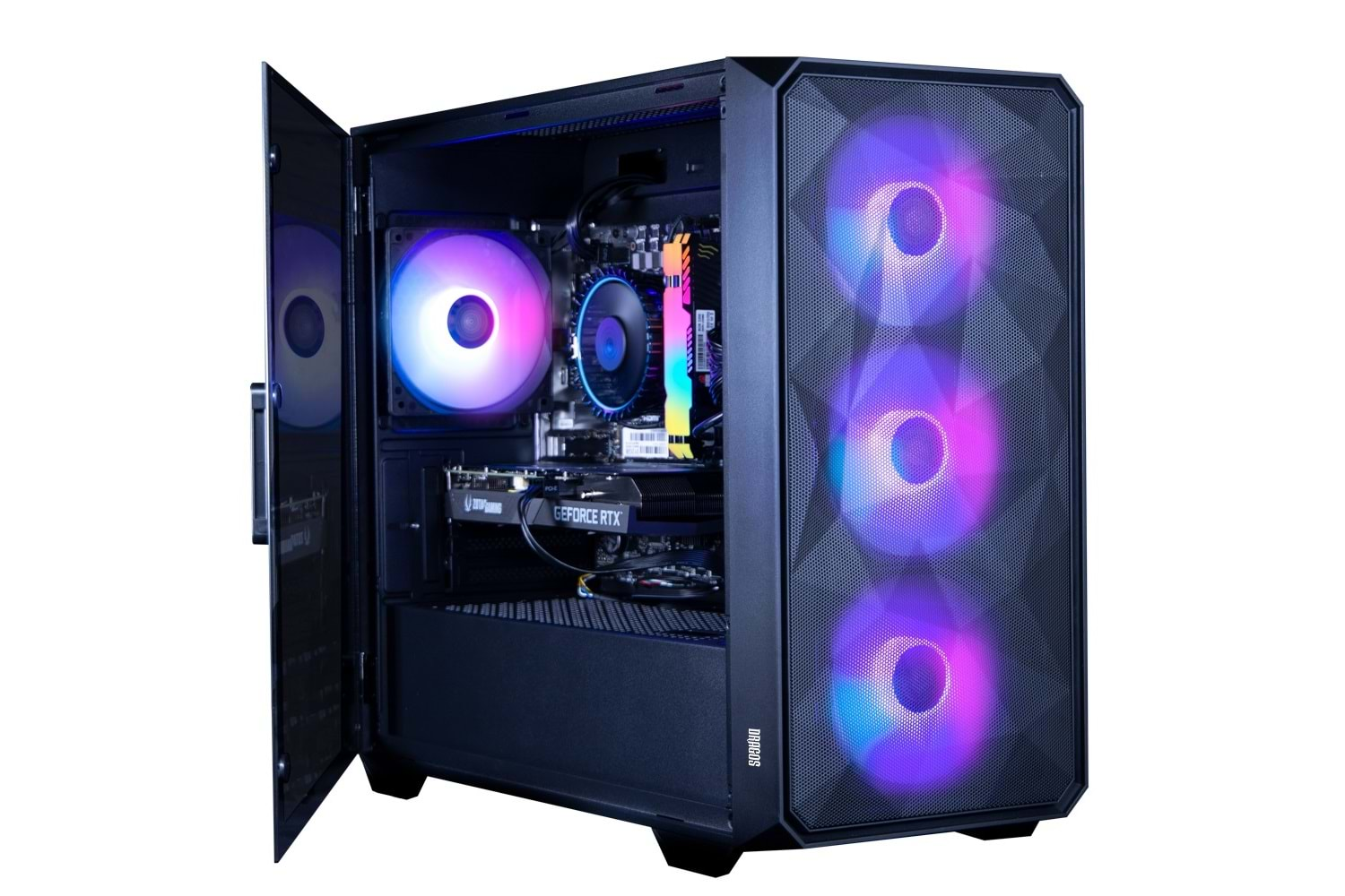 Dragos Diamond 4x ARGB Inner Fan USB 3.0 600W 80+ Plus mATX Bilgisayar Kasası Menteşe Yan Kapak